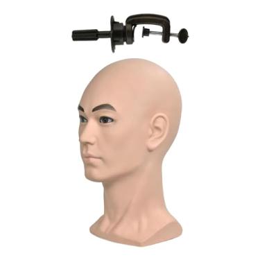 Imagem de Generic Cabeças de manequim masculinas, suporte de exibição de cabeça de treinamento em pvc com braçadeira de mesa, modelo para peruca, cabeça de exibição,