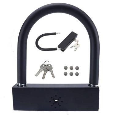 Imagem de Cadeado Trava de Moto Bike Alarme Anti Furto Bicicleta Motocicleta Portao Som Alto Potente Segurança Proteçao Resistente