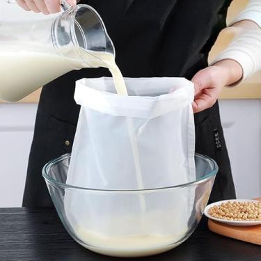 Imagem de 2 sacos de filtro de nylon multiuso - Filtro de malha ultrafina para leite de soja, suco de frutas, suco de vegetais, resíduos de vinho - Ferramenta de cozinha reutilizável para coar e preparar