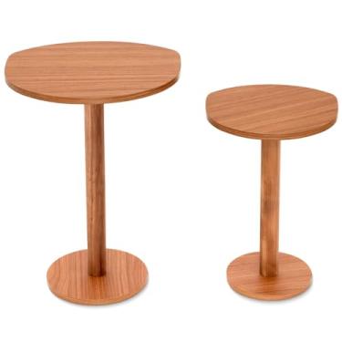 Imagem de Mesa de Canto para Sala, Mesa de Canto Madeira, Mesas Laterais Monopé de Madeira Design Orgânico Canto Cama Alt, 45 Ou 55cm, Mel(P + M)