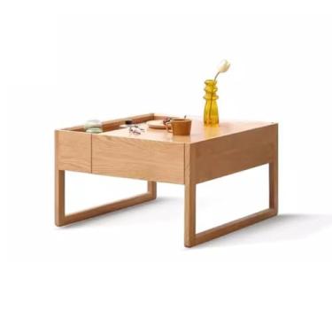 Imagem de Mesa de centro de madeira maciça mesa de café nórdica simples mesa de chá de carvalho moderno pequeno apartamento mesa de chá casa sala de estar mesa de centro mesa de quarto