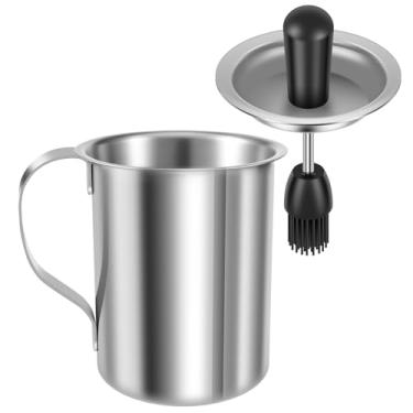 Imagem de Panela de molho com pincel de aço inoxidável de 500 ml, panela de regar a óleo e pincel, panelas portáteis para grelhar para cozinhar churrasco (pacote com 1)