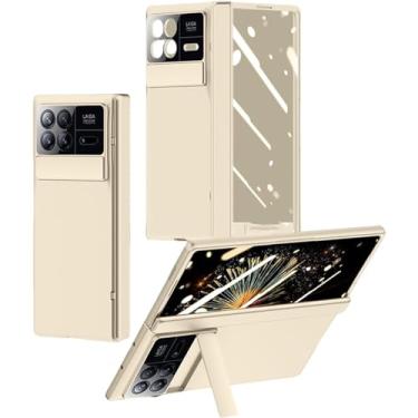 Imagem de Only CB Capa para Xiaomi Mix Fold 3, capa rígida de policarbonato premium com proteção de tela de suporte, cobertura total, à prova de choque, capa dourada