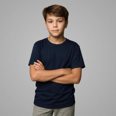 Imagem de Camisetas Manga Curta Infantil Bebê Menino Básica Lisa 100 Algodão - L