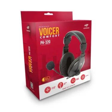 Imagem de Headset C3tech Voicer Comfort Ph-320bk, USB 2.0, Preto, Alto-falante 40mm, Controlador De Volume