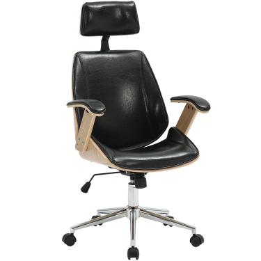 Imagem de Cadeira Para Escritório Presidente Giratória Office Natural Polaris Corano R01 Preto - Lyam Decor