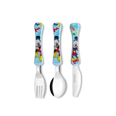 Imagem de Talheres Infantil Disney Mickey Jogo Garfo Faca Colher 3un