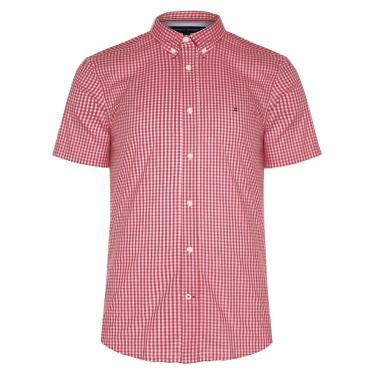 Imagem de Camisa Tommy Hilfiger Masculina Manga Curta Xadrez Vichy Vermelha-Masculino