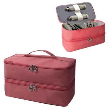 Imagem de Labreccos Estojo de transporte de viagem compatível com Shark Flexstyle SpeedStyle, bolsa de armazenamento de camada dupla para cabelo modelador de ar acessório quente (rosa)
