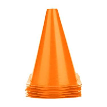 Imagem de 6 peças 18 cm cone de treinamento de futebol barreiras de plástico suporte de marcador acessório (laranja)