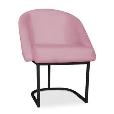 Imagem de Poltrona Decorativa Lua Veludo Base Metal Preto - Design Moderno e Conforto para Sala, Quarto - JRC Móveis (Rosa)