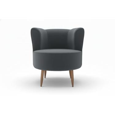 Imagem de Poltrona Savana para Recepção, Sala de Estar, Sala de Leitura, Resistente Reforçada, Tecido Veludo, Pés Madeira(Cinza)