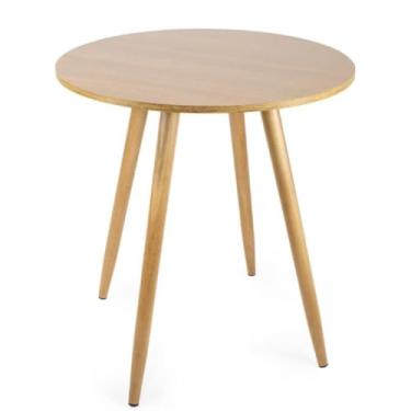 Imagem de Mesa De Jantar Sofia Redonda 80cm – Tampo MDF E Pés Em Madeira 45cm Para Cozinha Ou Sala (Freijó)