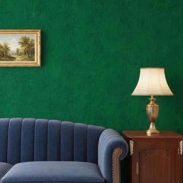 Imagem de ReWallpaper Papel de parede verde de 61 cm x 5 m Papel de parede de veludo de luxo para armários e paredes de quarto