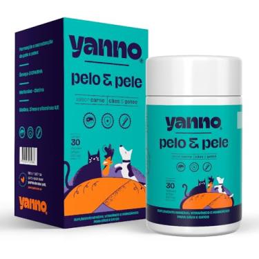 Imagem de Yanno Pelo & Pele para Cães e Gatos – Biotina, Colágeno, Zinco Quelatado e Ômega-3 (EPA/DHA) – Suporte à Pele Saudável, Pelo Brilhante e Imunidade – 30 Cápsulas Sabor Carne
