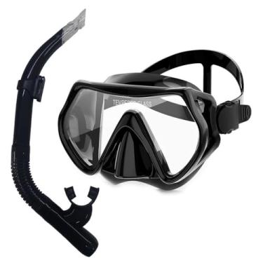 Imagem de Kit Mergulho Adulto com Snorkel Full Face, Máscara e Óculos de Mergulho Profissional - Acessórios para Natação, Praia, Piscina e Mergulho Livre em Silicone Ajustável(Modelo 2)