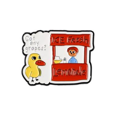 Imagem de Got Any Grapes Broche de esmalte de pato engraçado, broche de meme de uva de pato silly, presente de meme viral para adolescentes amigos atrevidos, broches de piada de limonada fresca, emblema de