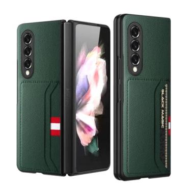 Imagem de Capa fina de couro fosco antipoeira para Samsung Galaxy Z Fold 5 3 4 Fold4 Fold2 Fold5 Fold3 Fold 2 5G Bolsa para celular com bolso para cartão, verde, para Samsung Z Fold 3