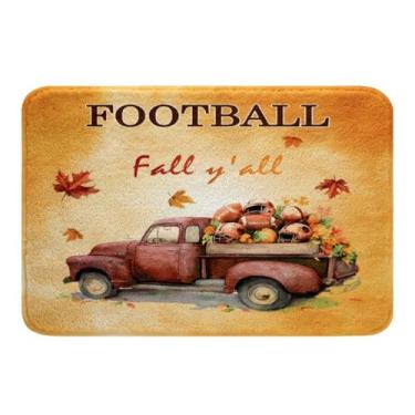 Imagem de Manfei Tapetes de banho de outono com desenho animado caminhão abóboras tapetes de banheiro, tema colheita de outono, decoração de quarto de crianças, meninos e meninas, tapetes de pelúcia absorventes