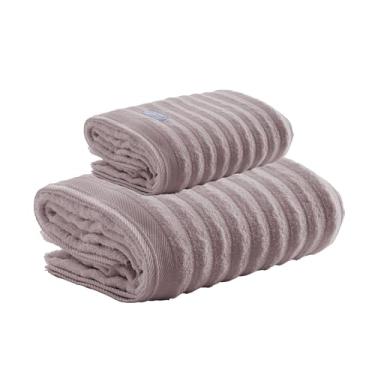 Imagem de Kit Toalha de Banho e Rosto Aura 100% Algodão, Fio Penteado, Alta Absorção e Maciez, Gramatura 520g/m² e 500g/m², Design Sofisticado, Toque Suave, Ideal para Casa e Hotel - Altihaus (Rose)