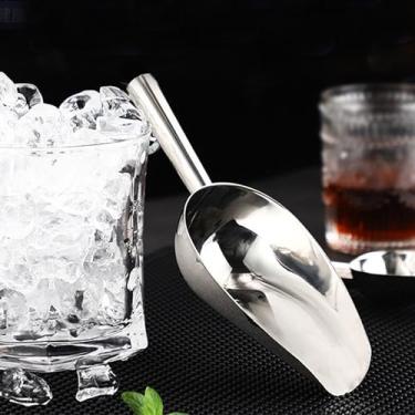 Imagem de Colher de gelo de metal de 170 g para máquina de gelo de aço inoxidável pequena colher de gelo para balde de gelo, utensílios de cozinha, biscoitos, farinha, pá de ração para cães