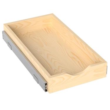 Imagem de Organizador de armário de madeira, gaveta deslizante para organizadores de cozinha e armazenamento, fechamento macio, resistente, totalmente expansível (30,5 cm L x 53 cm P x 7,5 cm A (dimensões