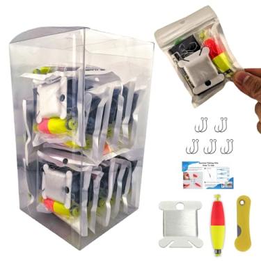 Imagem de LoDinpo Mini kit de pesca de sobrevivência – equipamento de pesca de emergência para caminhadas, acampamento, mochila – kit compacto de pesca de sobrevivência com ganchos, linha, boias e faca – ótimo