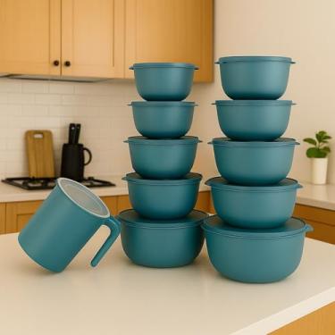 Imagem de Potes Hermeticos,Para Mantimentoskit 10 Potes Bowl + Jarra 1.800(Cinza Azulado*)