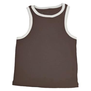 Imagem de REGATA RIBANA, BASIC+, EM MALHA ALGODÃO COM ELASTANO, REFERECIA R040 CINZA/OFF WHITE M