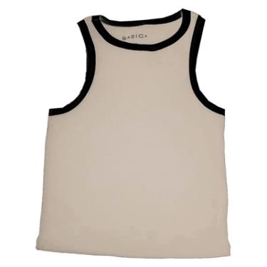 Imagem de REGATA RIBANA, BASIC+, EM MALHA ALGODÃO COM ELASTANO, REFERECIA R040 BEGE/PRETO G