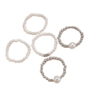 Imagem de Pulseiras de pérolas femininas modernas com contas elásticas e elásticas, acessórios modernos, conjunto de joias, presentes, One Size, liga metálica, Sem Pedra Preciosa