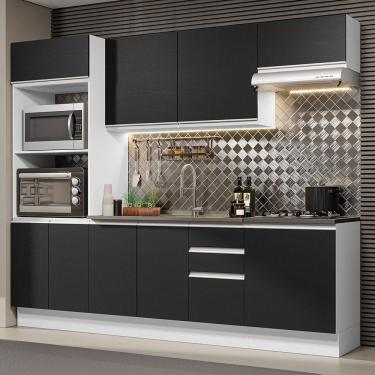 Imagem de Armário De Cozinha Completa 100% Mdf 250cm 03 Branco/preto