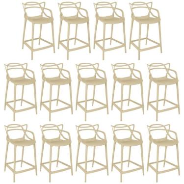 Imagem de Kit 14 Banquetas Média Allegra 66cm Design Cozinha/bancada - Nude