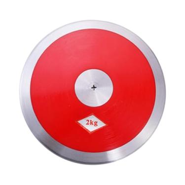Imagem de Dynwave Disco de nylon de 2 kg, equipamento de atletismo com aro e centro de aço para treinamento, provas, treinamento atlético e eventos esportivos, Vermelho