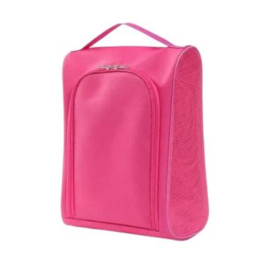 Imagem de Dynwave Bolsa organizadora respirável para sapatos de golfe, equipamentos esportivos, corrida, treinos, futebol, boliche e viagens. Ideal para guardar seus, Rosa Vermelha