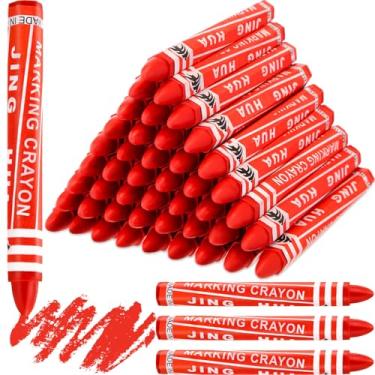 Imagem de MotiMind 60 peças de giz de cera industrial marcador de pneu de cera a granel para artesanato Marcação detalhada em madeira serrada caixa de metal cerâmica vidro concreto plástico 11 x 0,43 (vermelho)