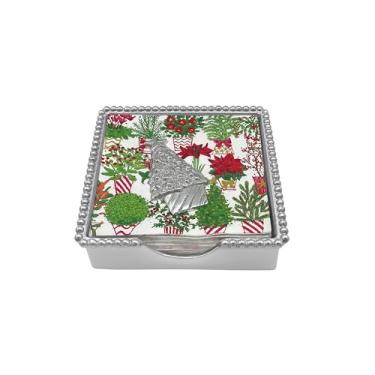 Imagem de MARIPOSA Conjunto de caixa de guardanapo com contas de árvore de Natal Topiary | Prata | BRILANTE | PRESENTES | CAIXA DE NAPKIN E CONJUNTO DE PESO | ALUMÍNIO SANDCAST RECICLADO | FEITO À MÃO NO MÉXICO