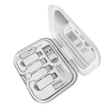 Imagem de Kit adaptador de viagem USB-C para USB-A para C Micro-USB para C Tipo-C para Lightning cabo USB-C curto OTG capa espelhada suporte para celular