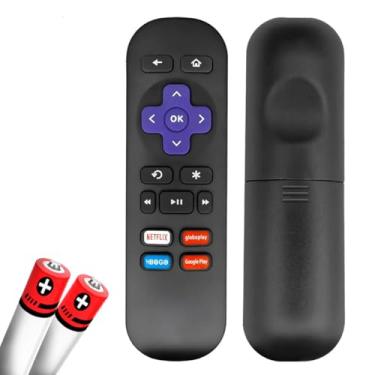 Imagem de Controle Remoto Universal Compatível com Roku 3930MX, 3930R, 3910X, 3930BR, Preto, com Botões Netflix, Globoplay, HBO GO, Google Play, 2 Pilhas AAA Inclusas