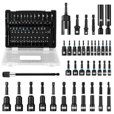 Imagem de Eikovia Conjunto de chave de porca de impacto magnético | Conjunto de soquetes de impacto de 38 peças com extensão de broca e adaptadores | Inclui chave de porca de asa, soquete de vela de ignição
