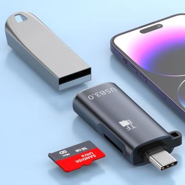 Imagem de Leitor de cartão micro SD 2 em 1, adaptador USB C para USB 3.0 OTG compatível com iPhone, iPad Pro/Air, MacBook, Galaxy