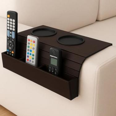 Imagem de Esteira Porta Copo Apoio de Braço para Sofá Com Porta Controle Remotos Para Organização da Sala (Tabaco)