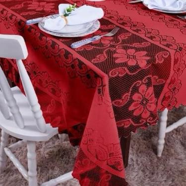 Imagem de Toalha Para Mesa RETANGULAR 06 Cadeiras Renda Jcm 2,00 X 1,40 Cm. DESENHO PODE SER DIFERENTE.(VERMELHA)