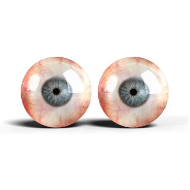 Imagem de Olhos de artesanato de vidro realistas de 2,5 cm, design de íris humana azul e cinza, conjunto de 2 peças, suprimentos para taxidermia e fabricação de bonecas - ONE POLEGADAS 25 mm (148-25)