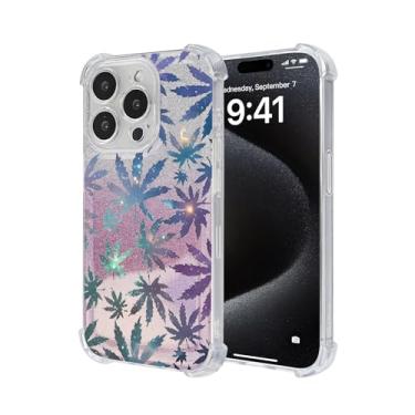 Imagem de Nimeey Capa colorida de folha de bordo para iPhone 16 Pro Max, capa fofa com glitter transparente, brilhante, brilhante, brilhante, antiarranhões, TPU macio, ajuste fino, à prova de choque, para