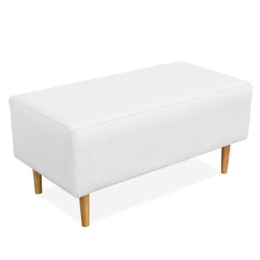 Imagem de Puff Sala De Estar Cléo W01 Pés Palito 90 Cm Corino Branco