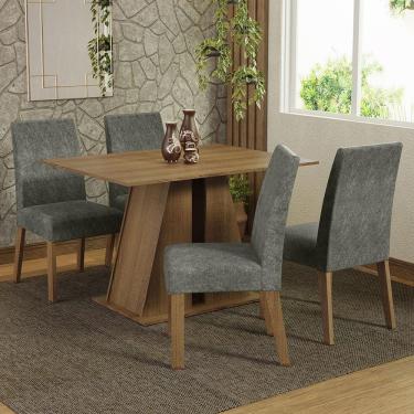 Imagem de Conjunto Sala De Jantar Mesa Tampo De Madeira 4 Cadeiras Rustic/silver Agnes Madesa Rustic/silver