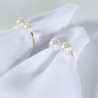 Imagem de Kit Anel Para Guardanapos Pérola Duplo Grande 4cm x 3cm Argola - Dourado