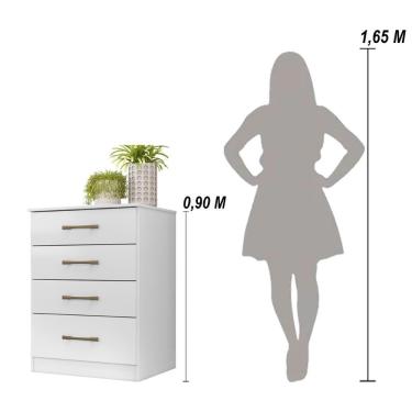 Imagem de Kit Guarda Roupa Solteiro Madri E Cômoda Ms Branco