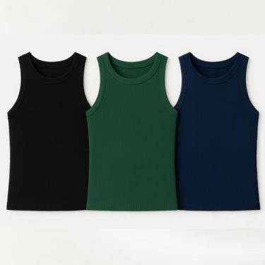 Imagem de Kit 3 Blusas Feminina Ribana Algodão Premium - 77VS LEVOSCH, Preto, Ve